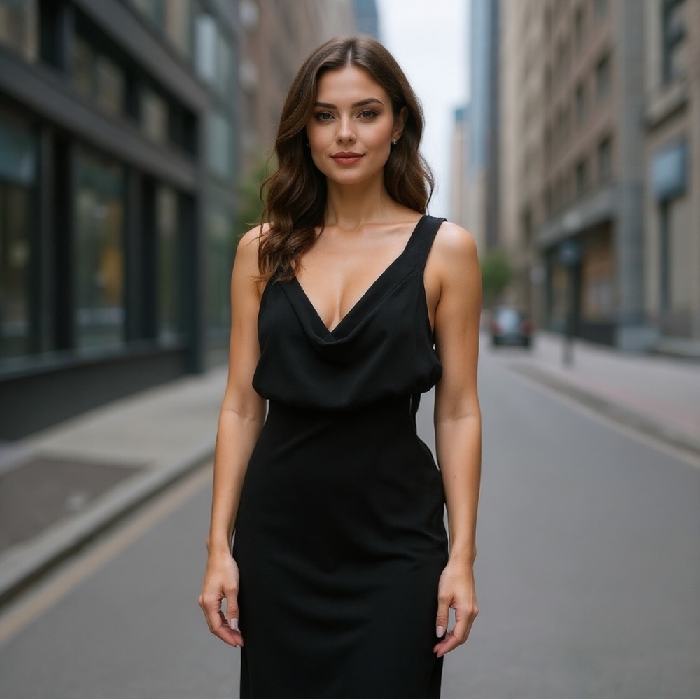 J. Crew Black Silk Midi Dress